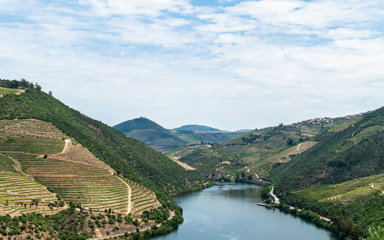De Douro tussen de wijnterrassen, gezien vanaf de heuvel.